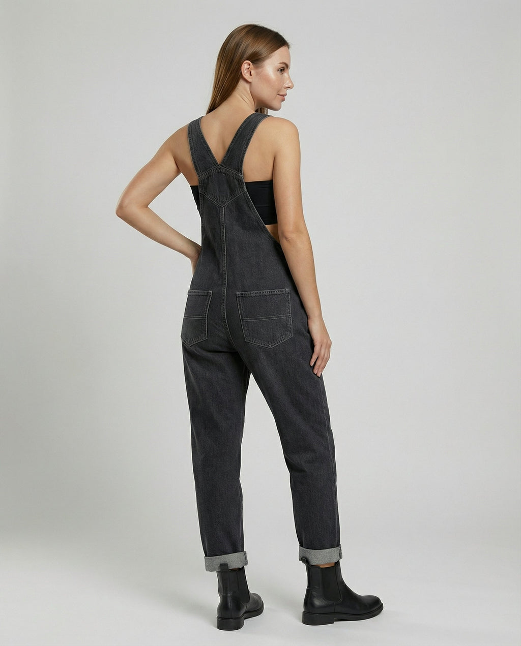 Denim Cross Back Overalls Women-stuttgart-mode20250214-Calm Wears-Black-S-Calm Wears
