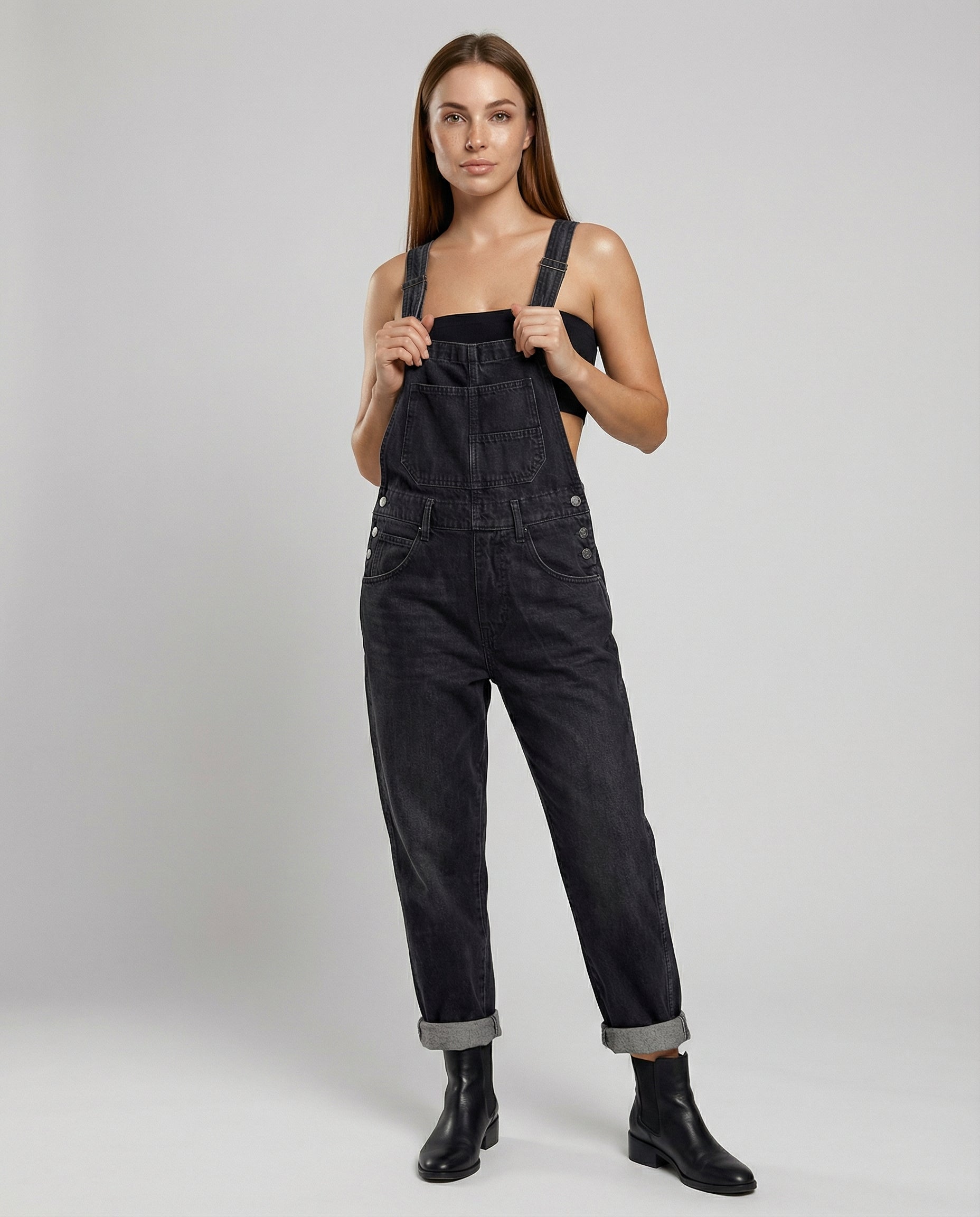 Denim Cross Back Overalls Women-stuttgart-mode20250214-Calm Wears-Black-S-Calm Wears
