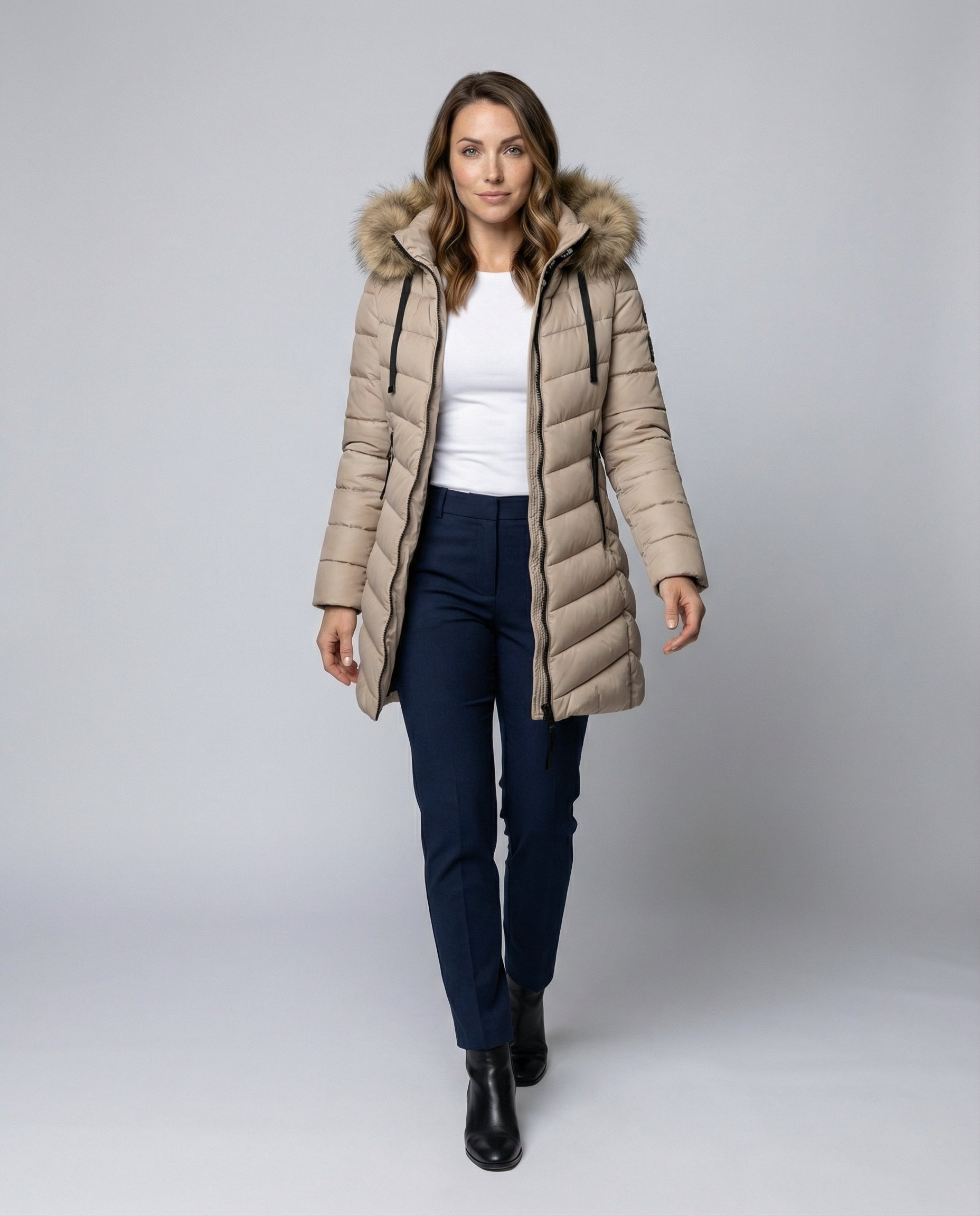 Down jacket women fur collar-vikliv20251124-Calm Wears-Champagne-M-Calm Wears