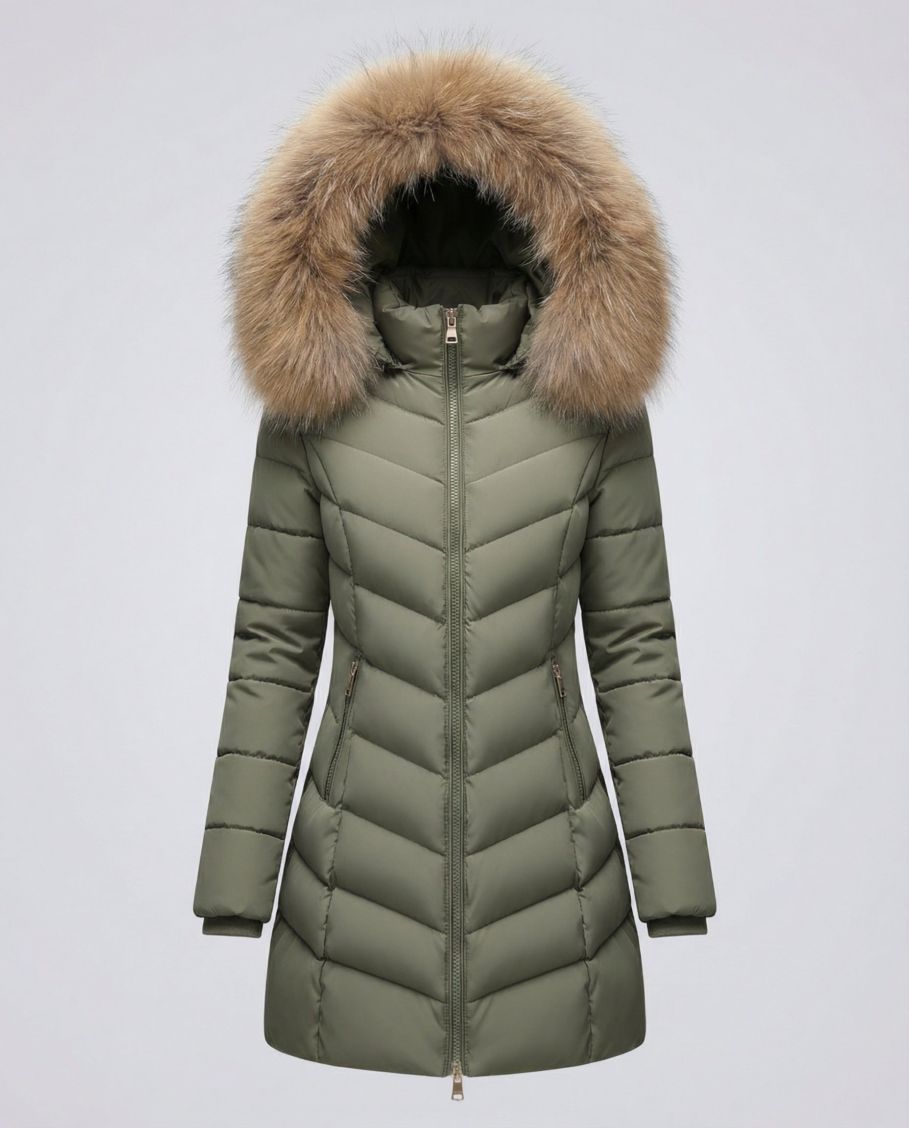 Down jacket women fur collar-vikliv20251124-Calm Wears-Green-M-Calm Wears