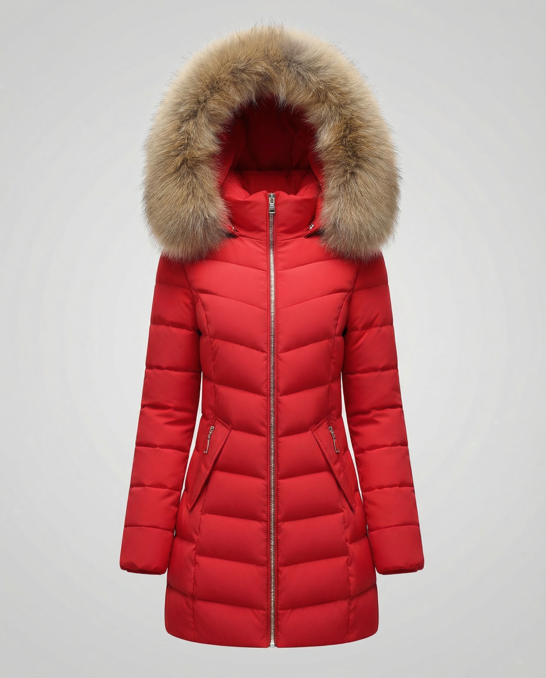 Down jacket women fur collar-vikliv20251124-Calm Wears-Red-M-Calm Wears