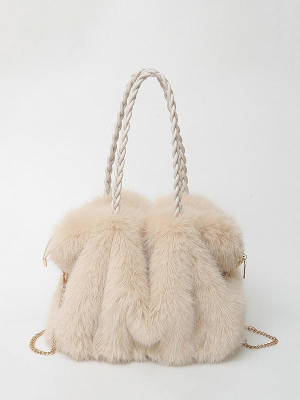 Plush Shoulder Tote Bag-ivy luna20260422-Calm Wears-White-Calm Wears
