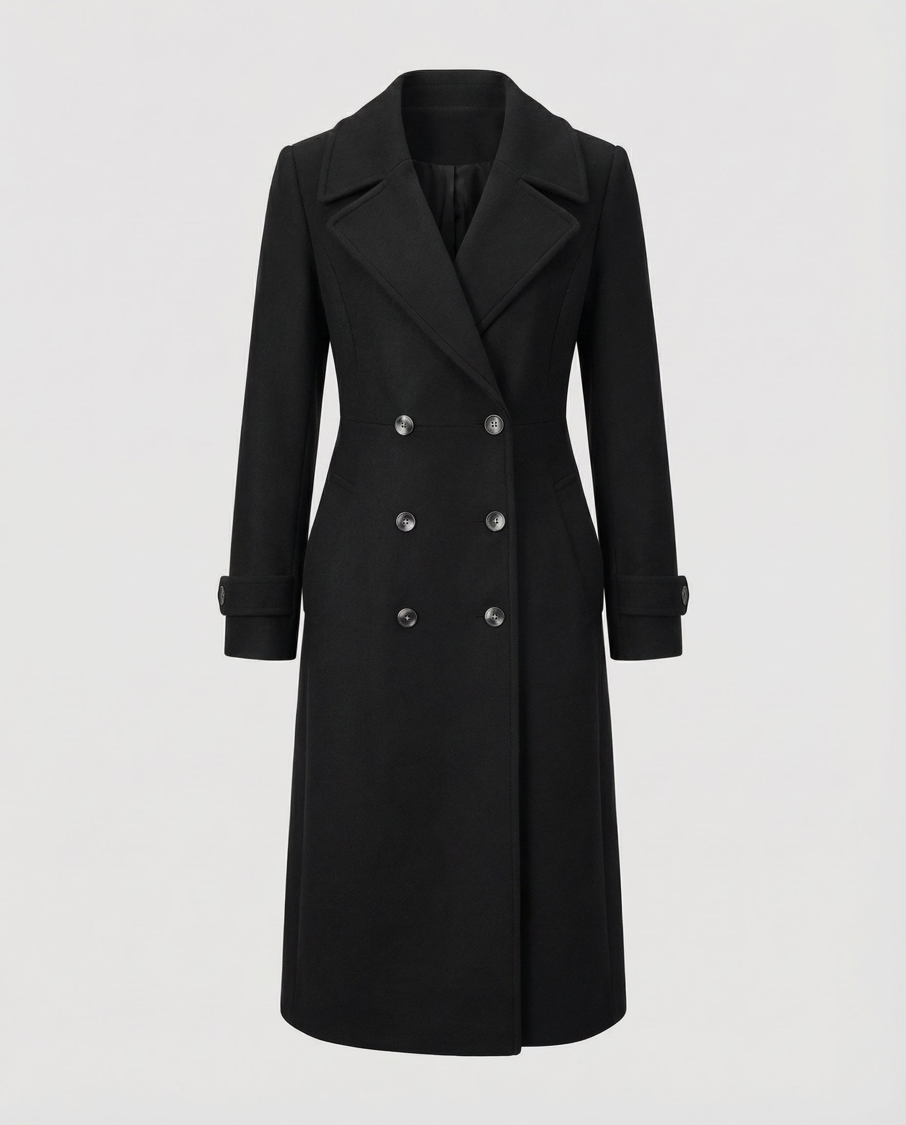 Elegant Double-breasted Wool Coat-royal elysian20251224-Calm Wears-Black-S-Calm Wears