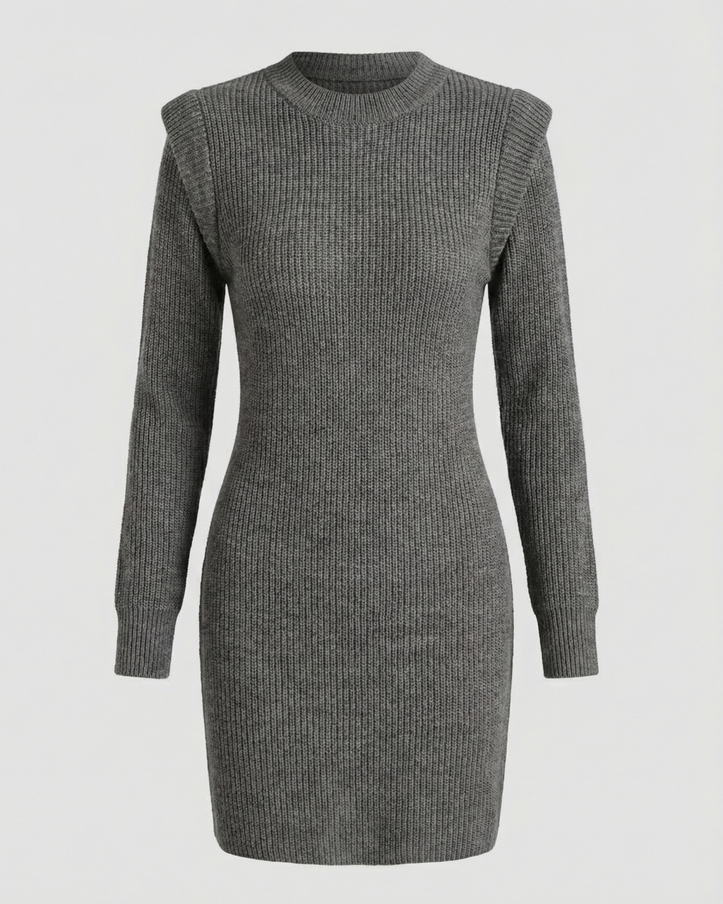 Elegant Figure-Hugging Knitted Midi Dress-van dijk fashion20240814-Calm Wears-Gray-S-Calm Wears