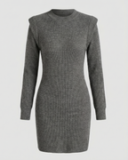Elegant Figure-Hugging Knitted Midi Dress-van dijk fashion20240814-Calm Wears-Gray-S-Calm Wears