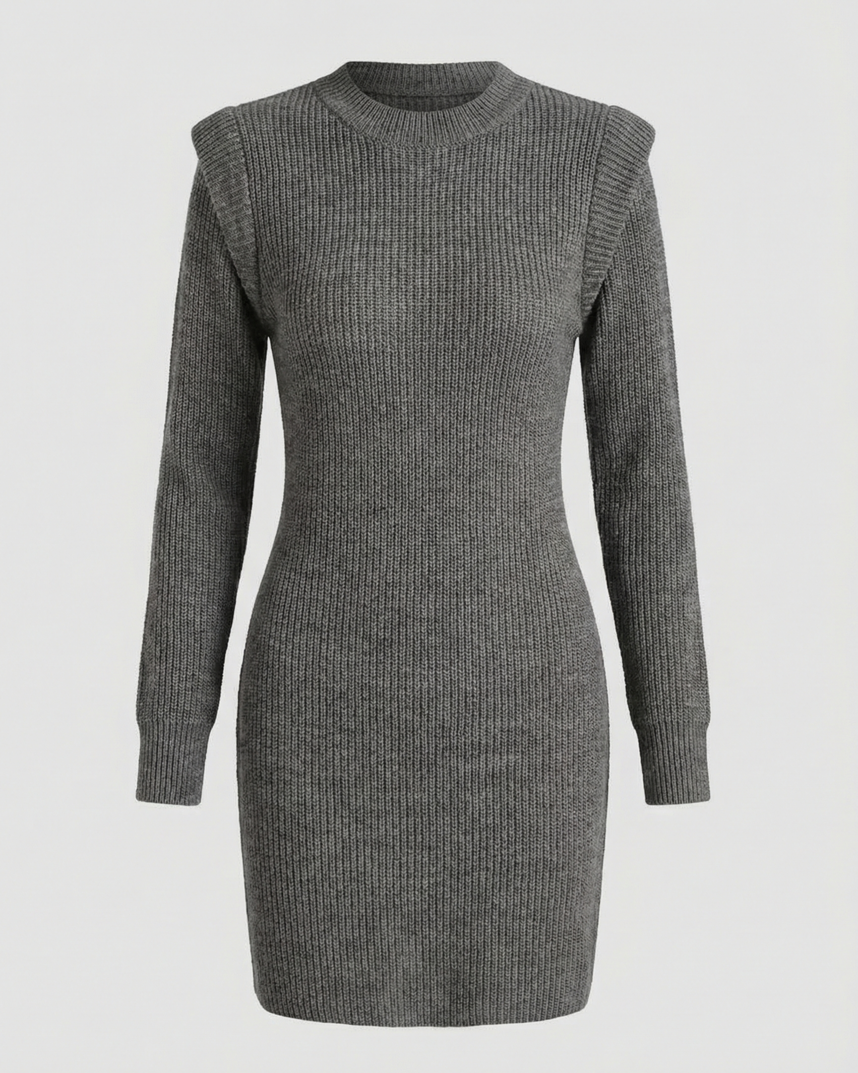 Elegant Figure-Hugging Knitted Midi Dress-van dijk fashion20240814-Calm Wears-Gray-S-Calm Wears