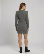 Elegant Figure-Hugging Knitted Midi Dress-van dijk fashion20240814-Calm Wears-Gray-S-Calm Wears