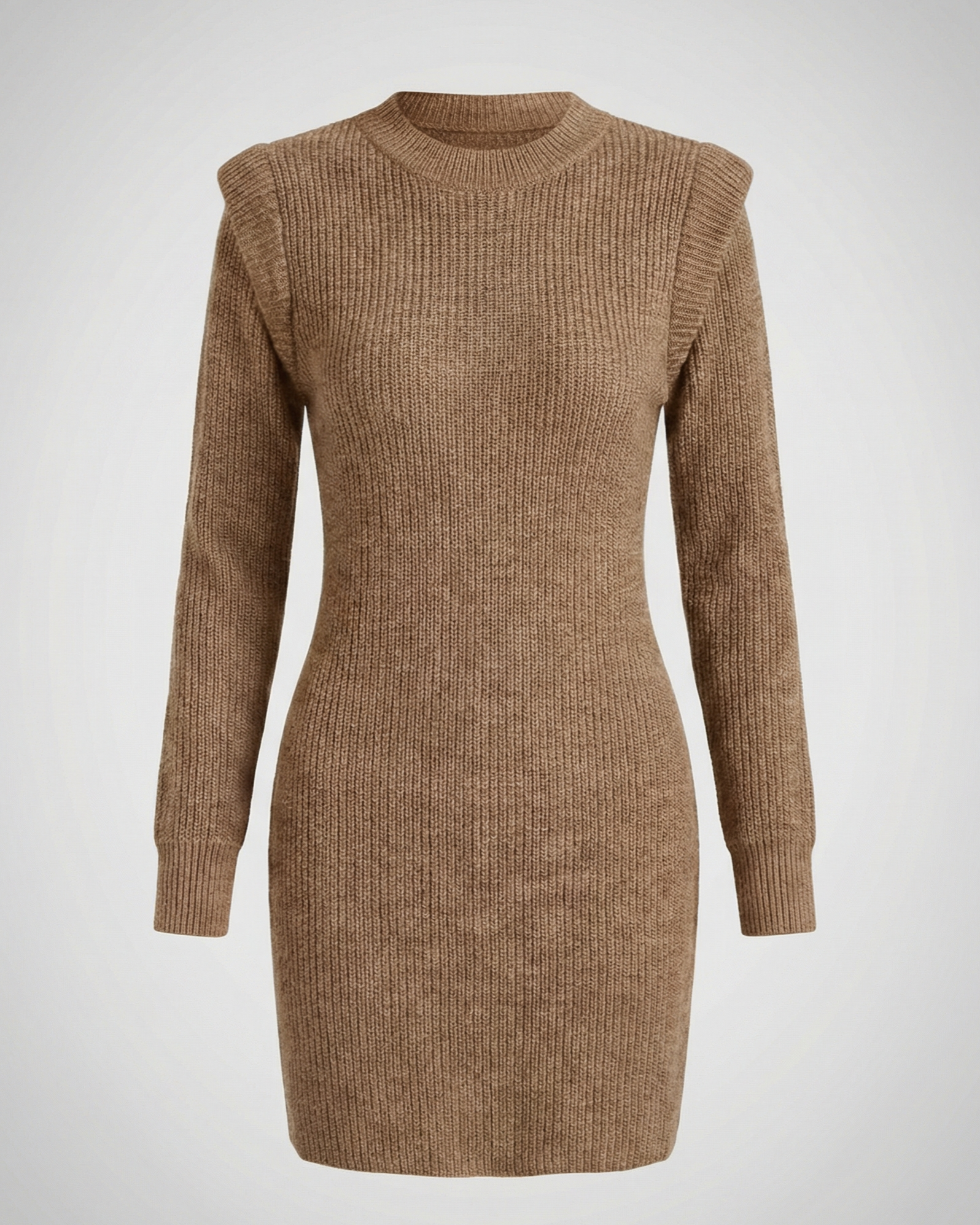 Elegant Figure-Hugging Knitted Midi Dress-van dijk fashion20240814-Calm Wears-Khaki-S-Calm Wears