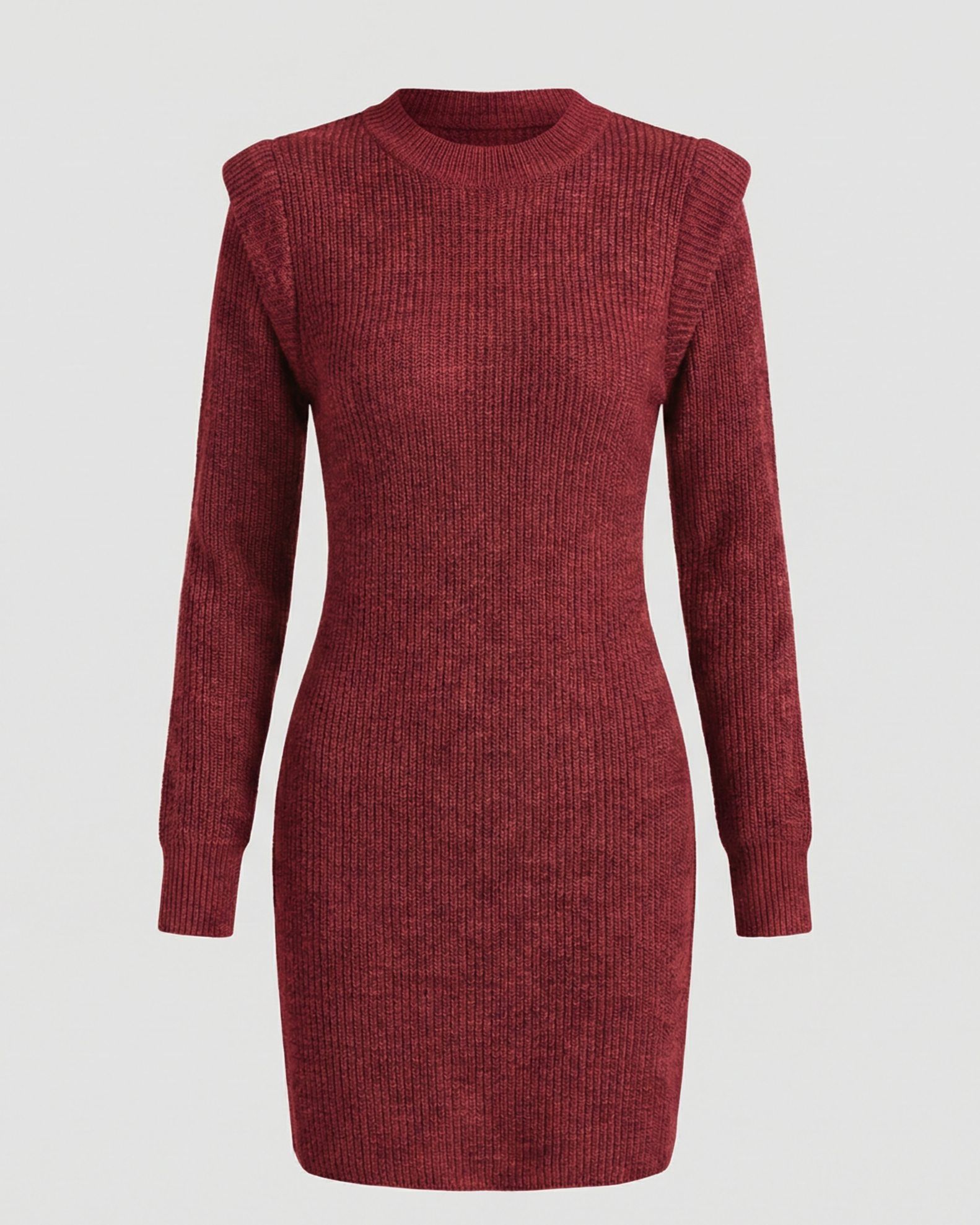 Elegant Figure-Hugging Knitted Midi Dress-van dijk fashion20240814-Calm Wears-Red-S-Calm Wears
