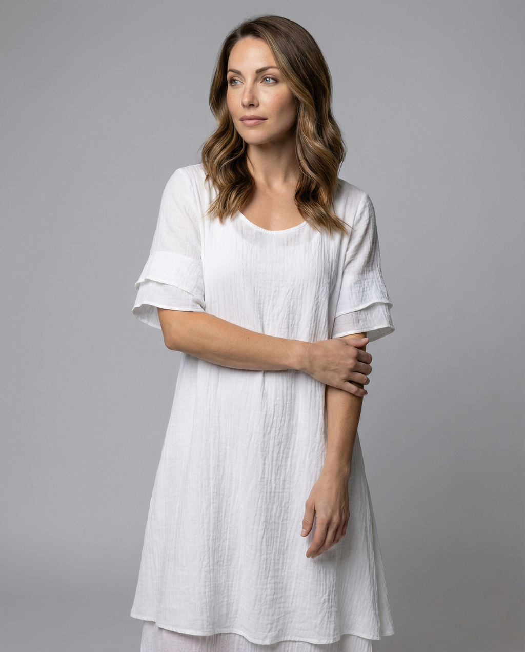Elegant ladies slit dress evening-havsbris20240903-Calm Wears-White-S-Calm Wears
