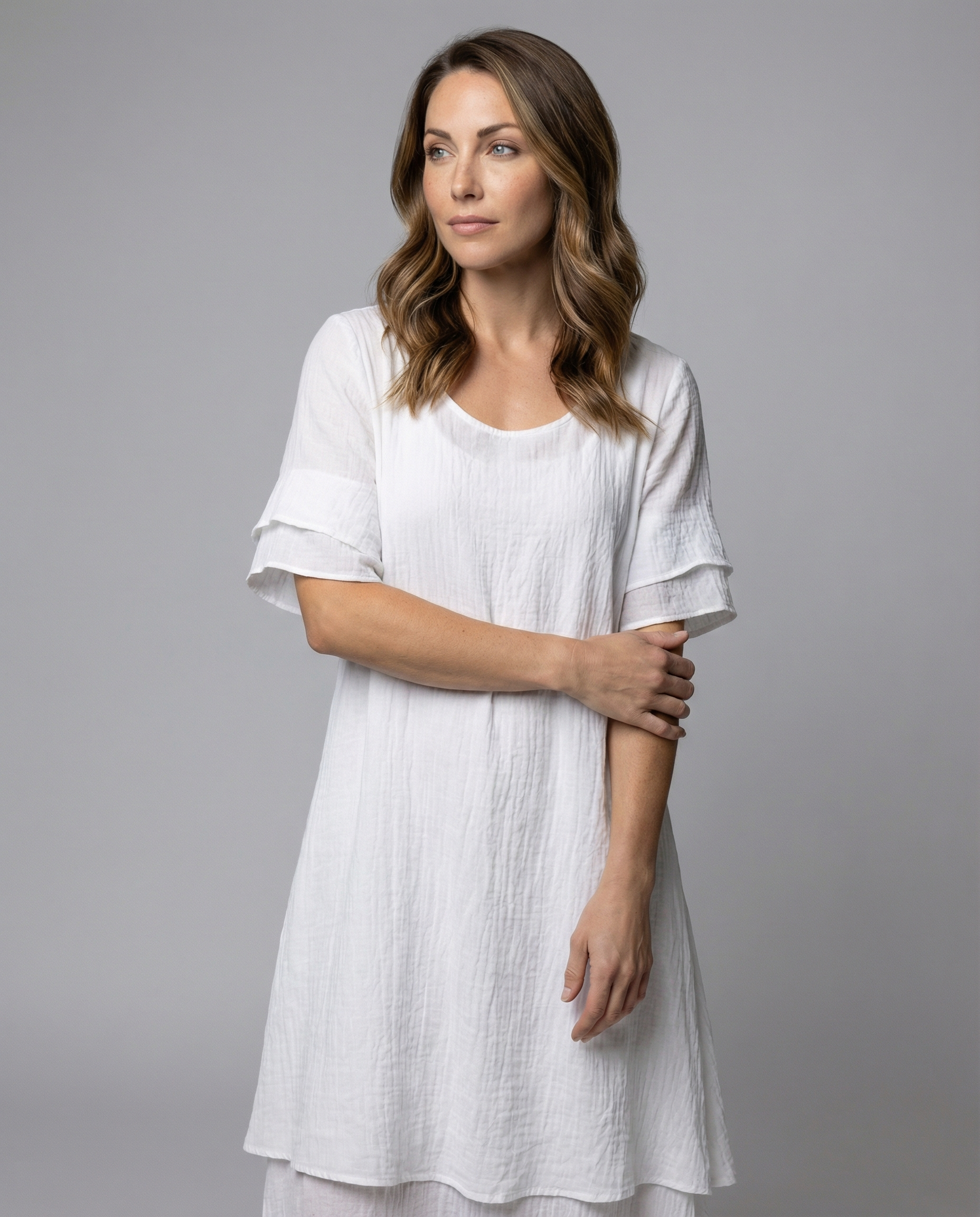 Elegant ladies slit dress evening-havsbris20240903-Calm Wears-White-S-Calm Wears