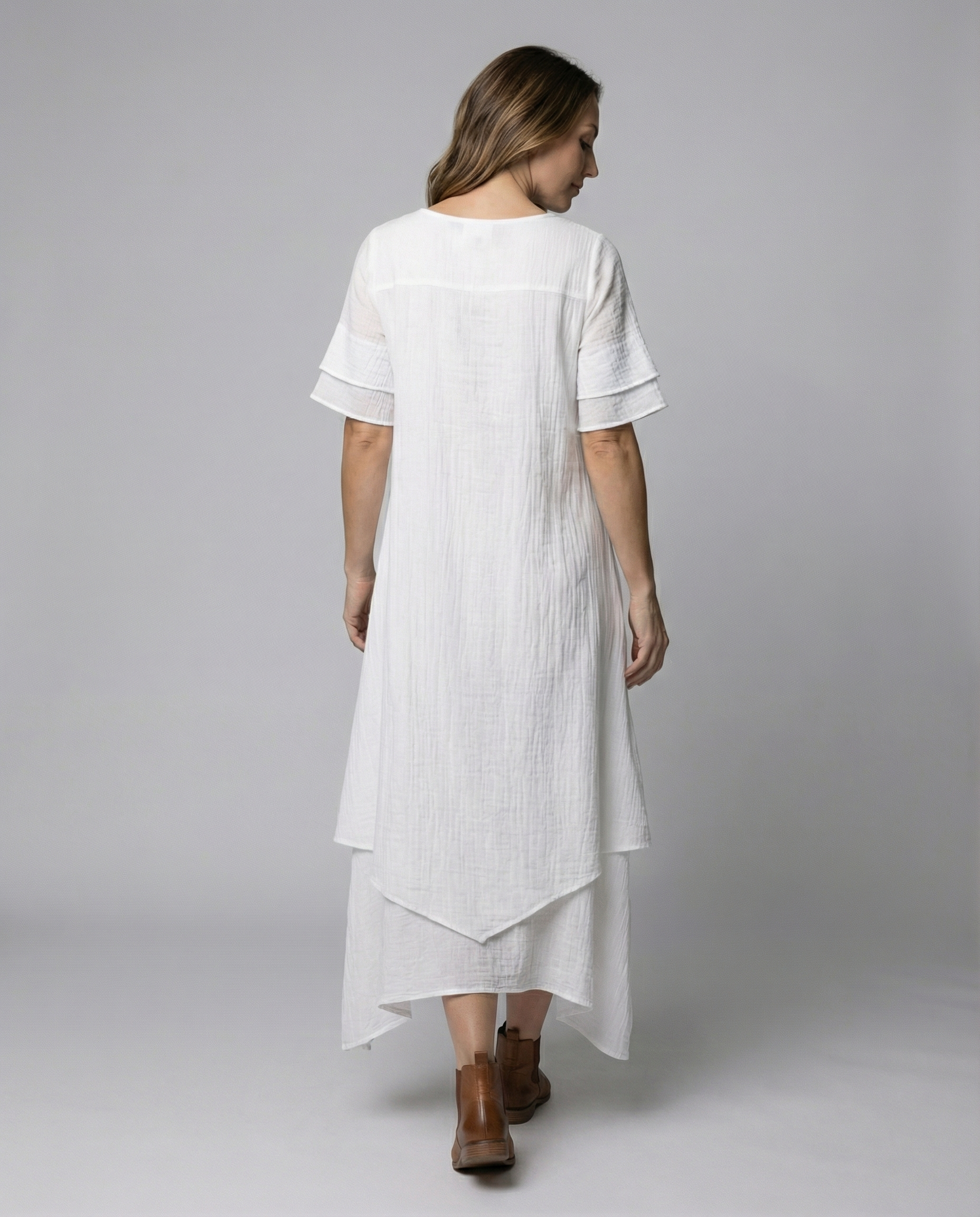 Elegant ladies slit dress evening-havsbris20240903-Calm Wears-White-S-Calm Wears
