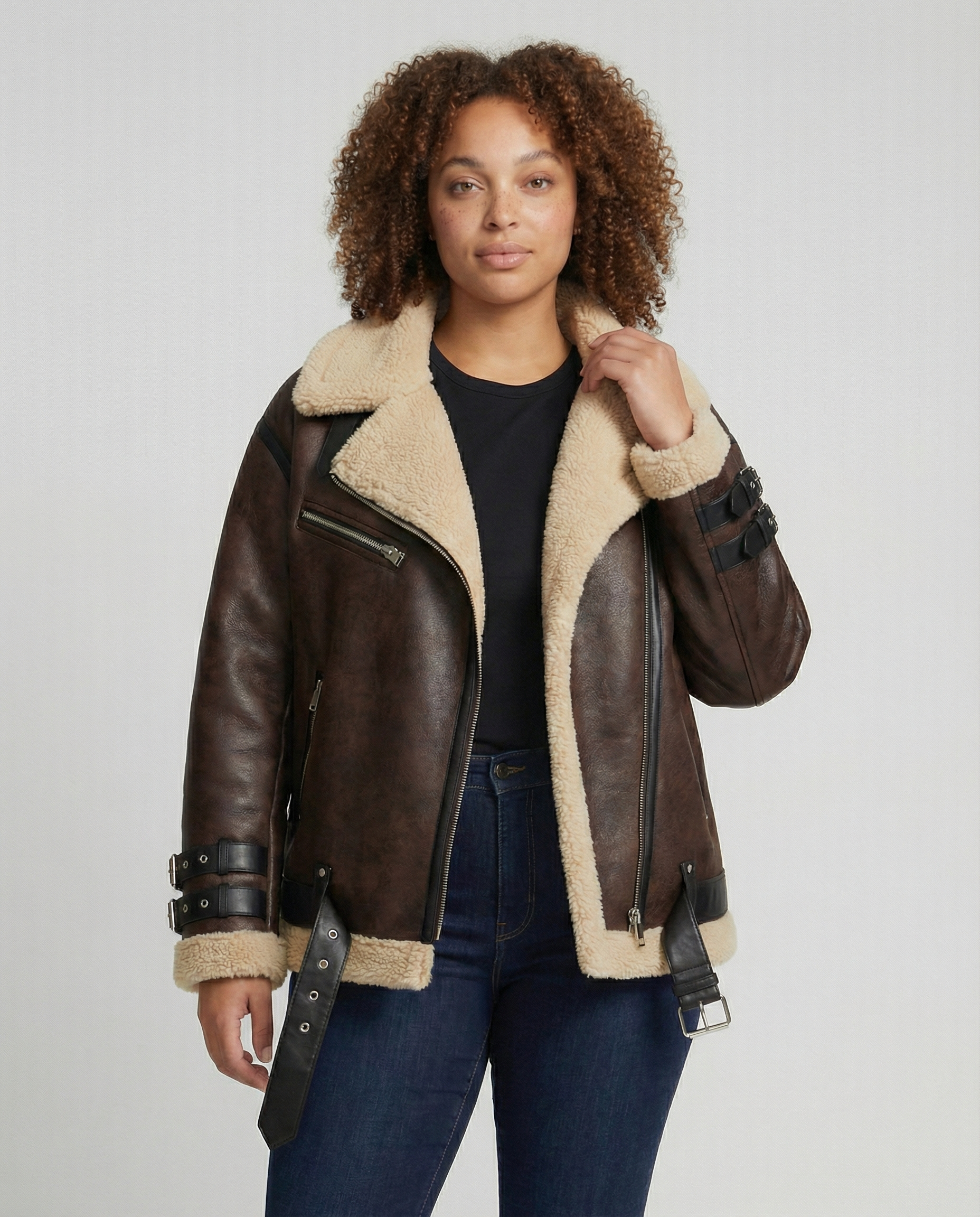 Elegant Lapel Faux Leather Jacket-jacket-Calm Wears-S-Brown-Calm Wears