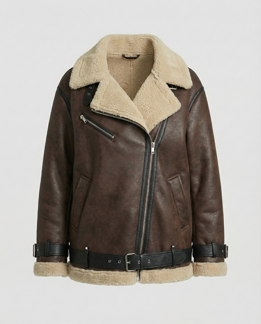 Elegant Lapel Faux Leather Jacket-jacket-Calm Wears-S-Brown-Calm Wears