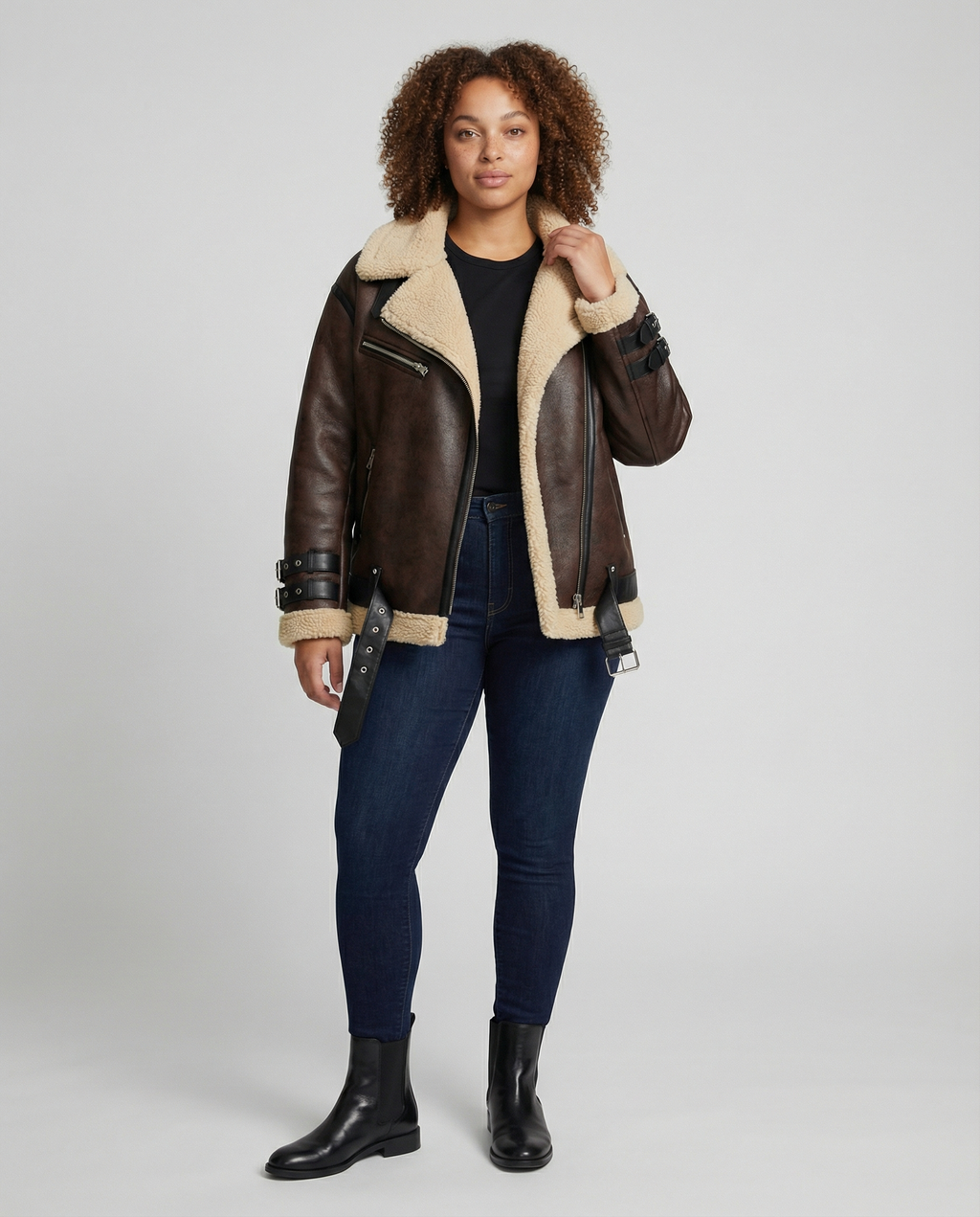 Elegant Lapel Faux Leather Jacket-jacket-Calm Wears-S-Brown-Calm Wears