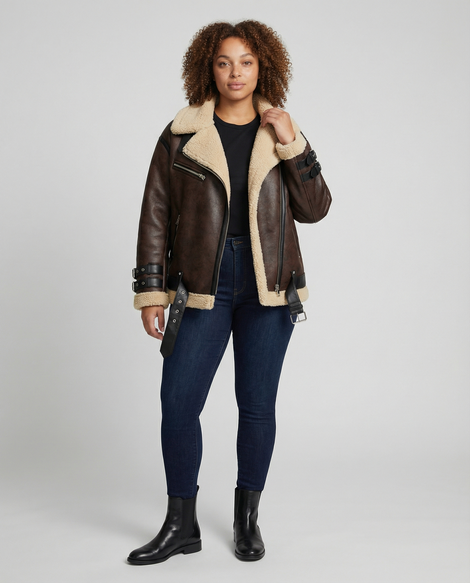 Elegant Lapel Faux Leather Jacket-jacket-Calm Wears-S-Brown-Calm Wears