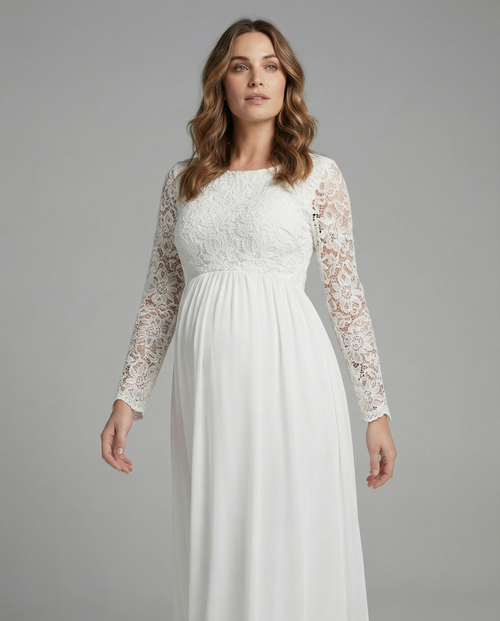 Elegant Maternity Evening Dress-inrosy20240425-Calm Wears-White-S-Calm Wears