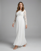 Elegant Maternity Evening Dress-inrosy20240425-Calm Wears-White-S-Calm Wears