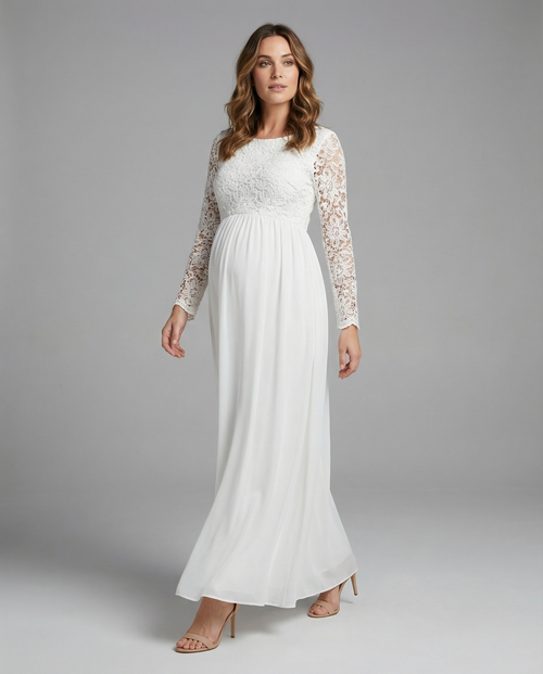Elegant Maternity Evening Dress-inrosy20240425-Calm Wears-White-S-Calm Wears