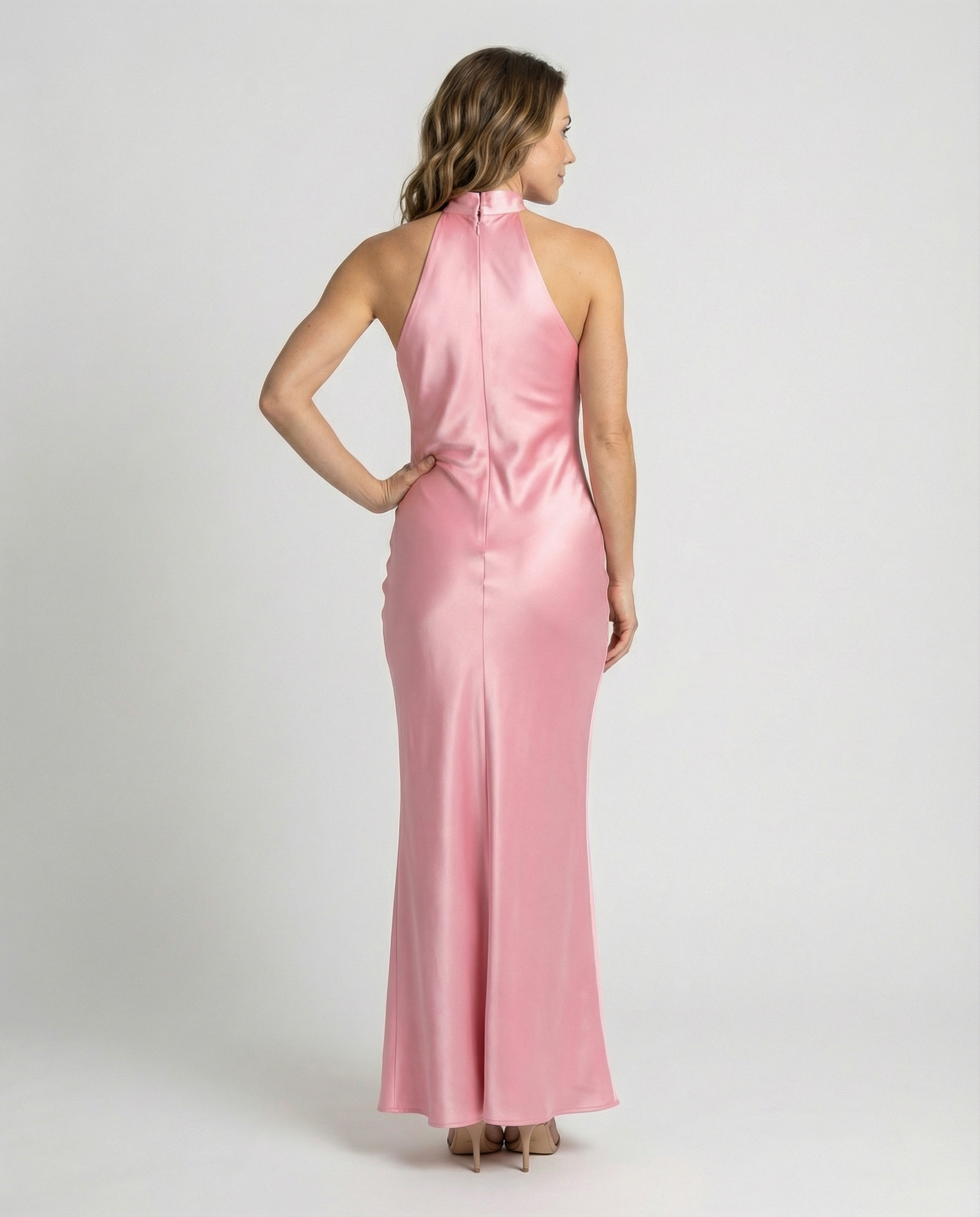 Elegant Maxi Dress Women Satin-https://detail.1688.com/offer/945441606620.html-Calm Wears-Pink-S-Calm Wears