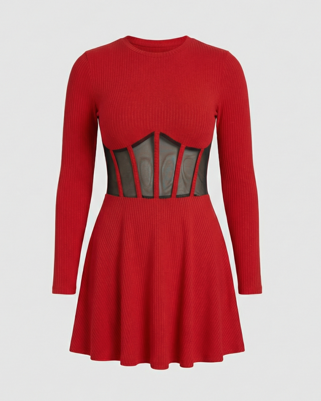Elegant mini dress with inserts-https://detail.1688.com/offer/853844549021.html-Calm Wears-Red-S-Calm Wears
