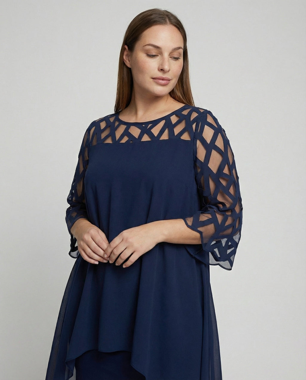 Elegant plus size midi dress-luxza-fashion20250205-Calm Wears-Blue-L-Calm Wears
