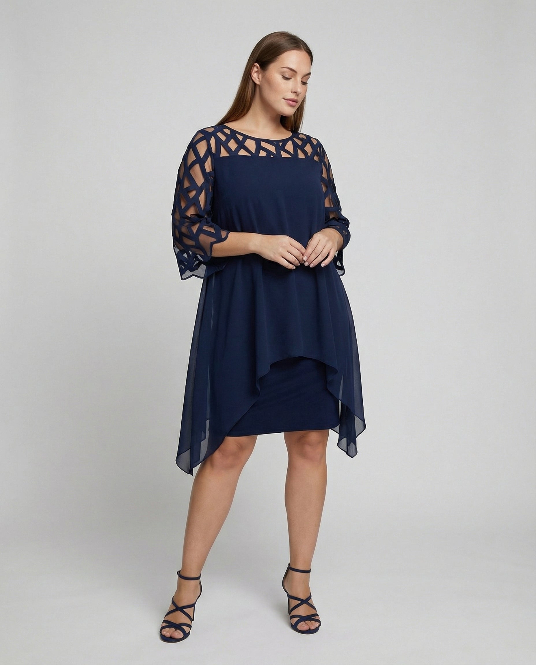 Elegant plus size midi dress-luxza-fashion20250205-Calm Wears-Blue-L-Calm Wears