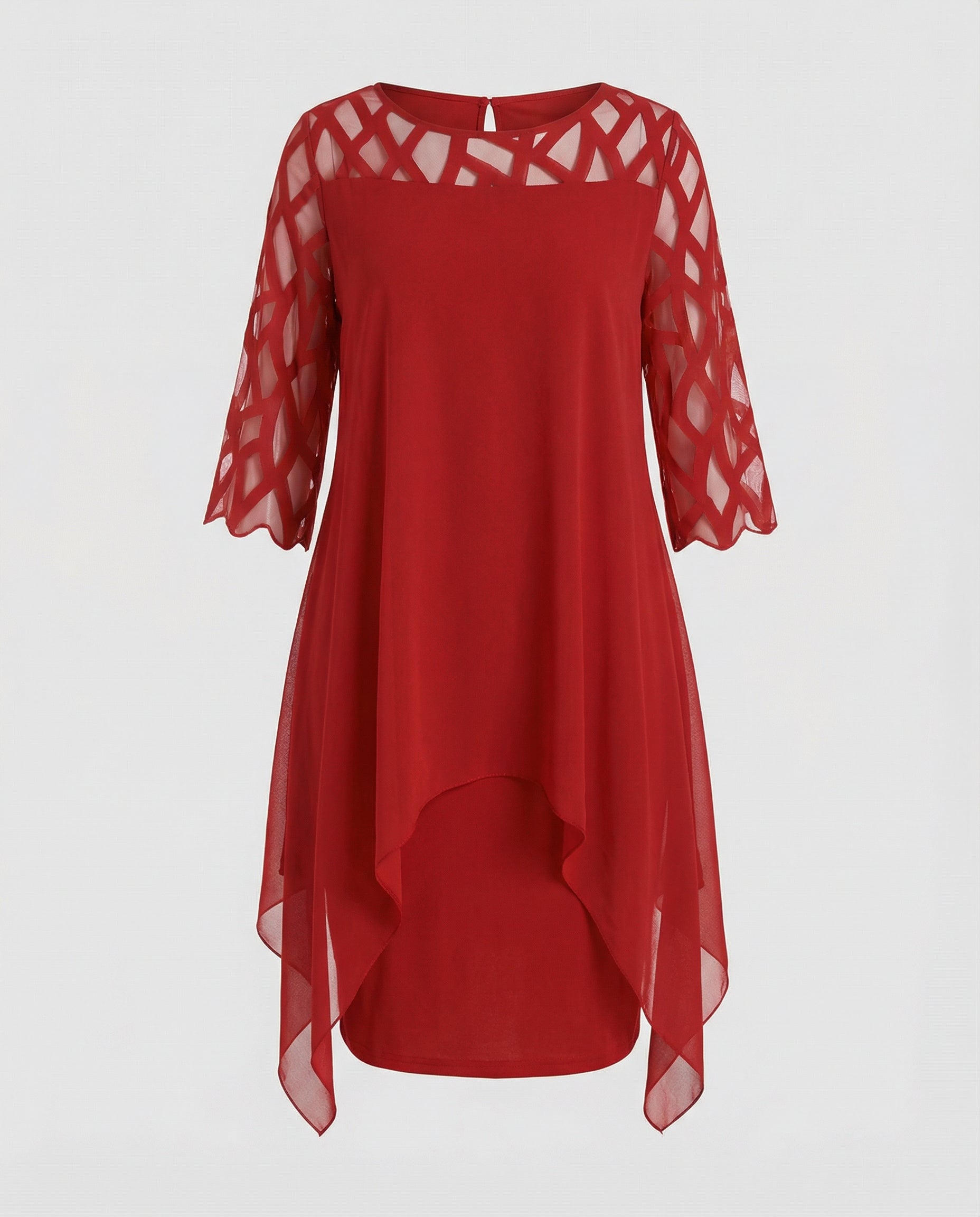 Elegant plus size midi dress-luxza-fashion20250205-Calm Wears-Red-L-Calm Wears
