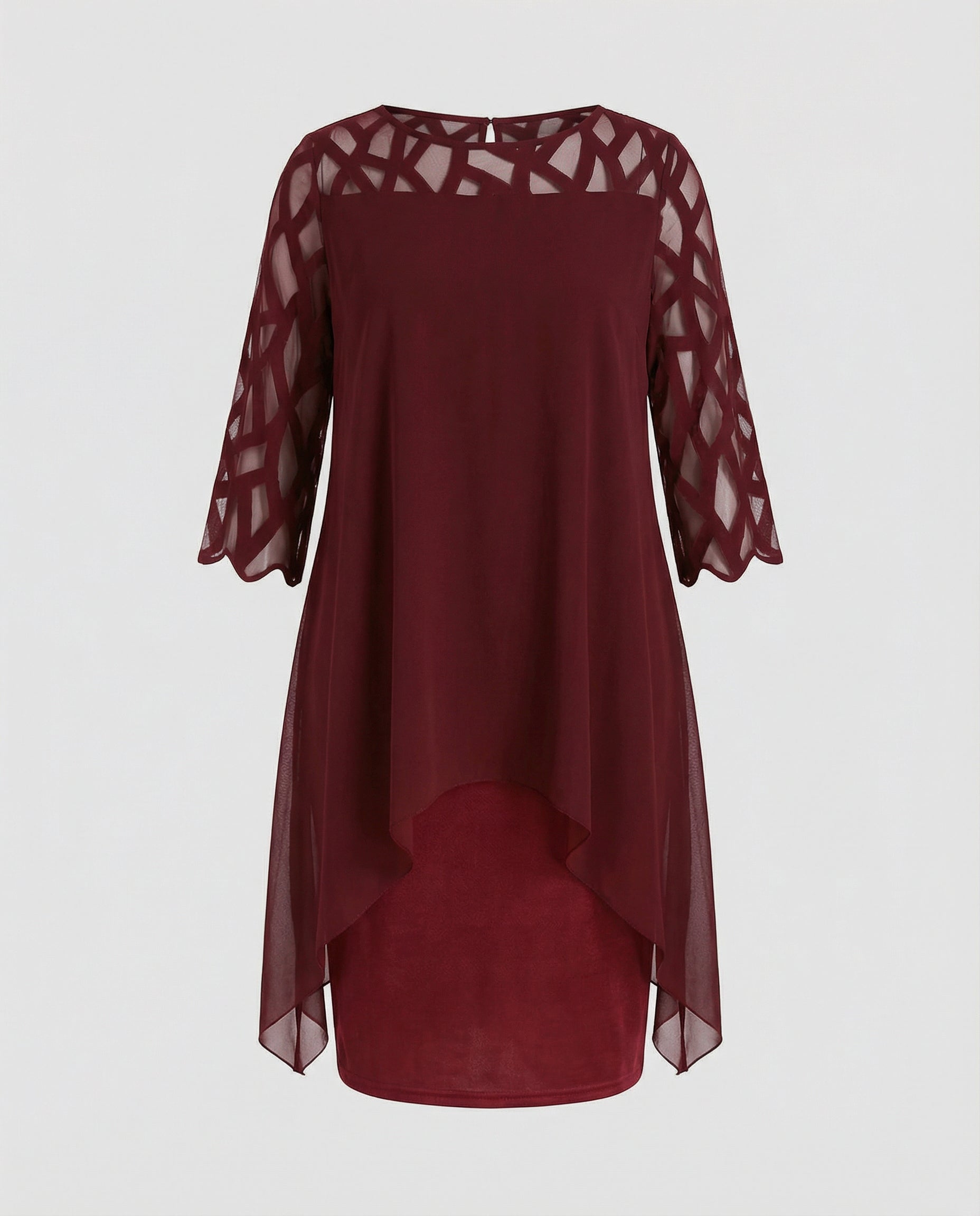 Elegant plus size midi dress-luxza-fashion20250205-Calm Wears-Wine red-L-Calm Wears