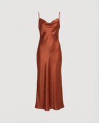 Elegant Satin Dress Women-modedirect20241216-Calm Wears-Brown-S-Calm Wears