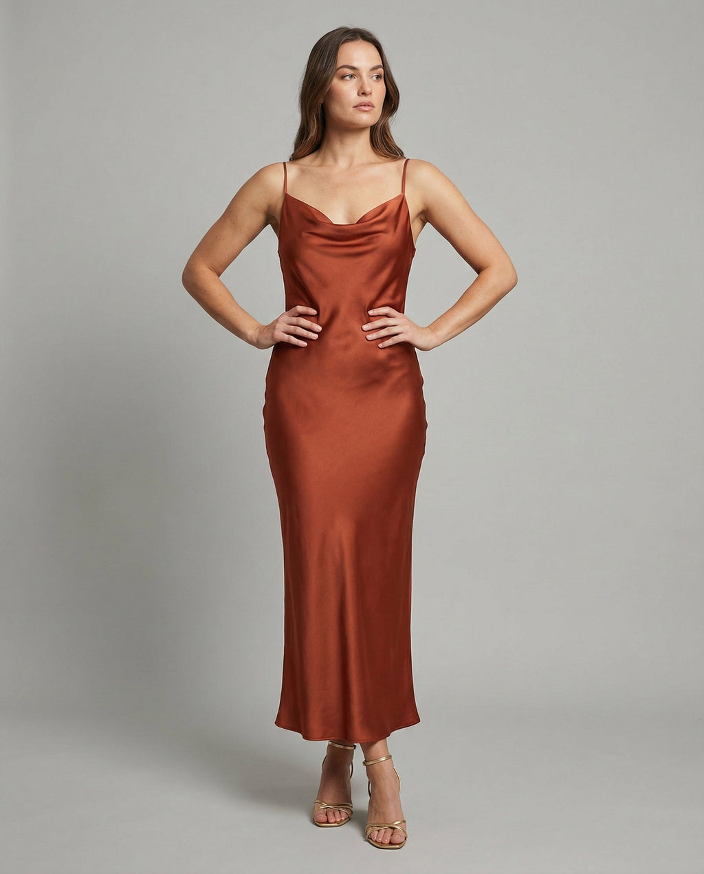 Elegant Satin Dress Women-modedirect20241216-Calm Wears-Brown-S-Calm Wears