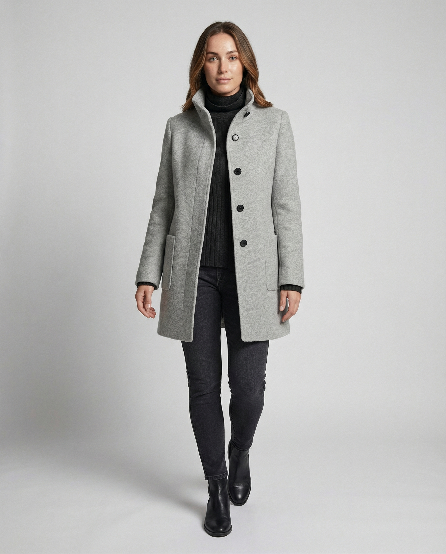 Elegant Short Coat Women-neumann mode20251226-Calm Wears-Gray-S (36)-Calm Wears