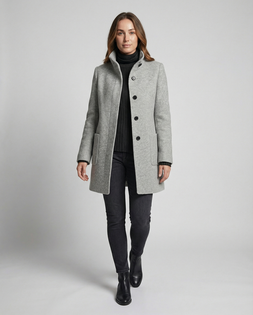 Elegant Short Coat Women-neumann mode20251226-Calm Wears-Gray-S (36)-Calm Wears