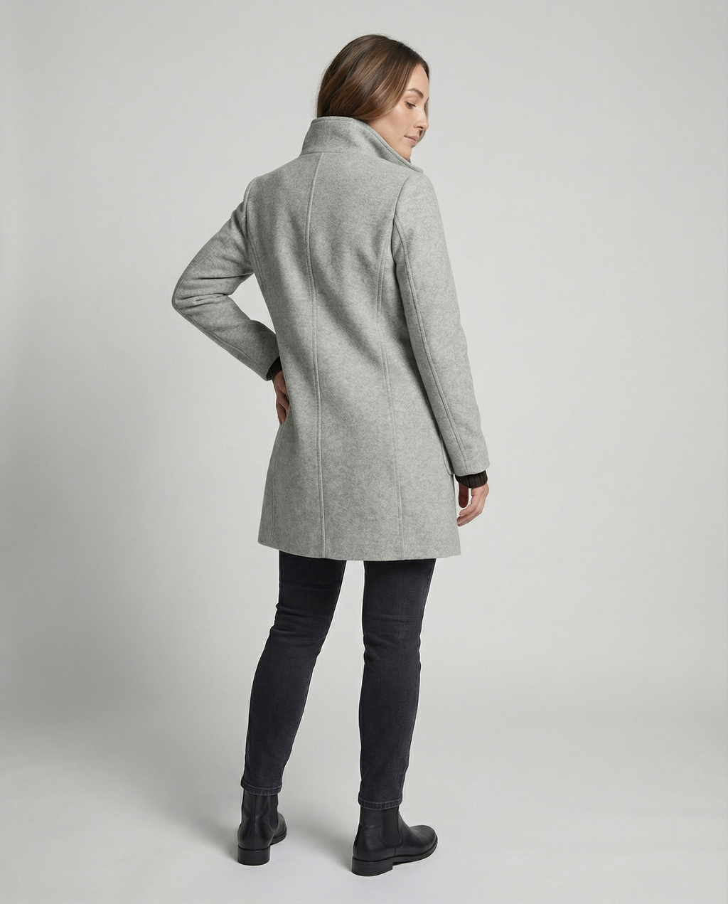 Elegant Short Coat Women-neumann mode20251226-Calm Wears-Gray-S (36)-Calm Wears