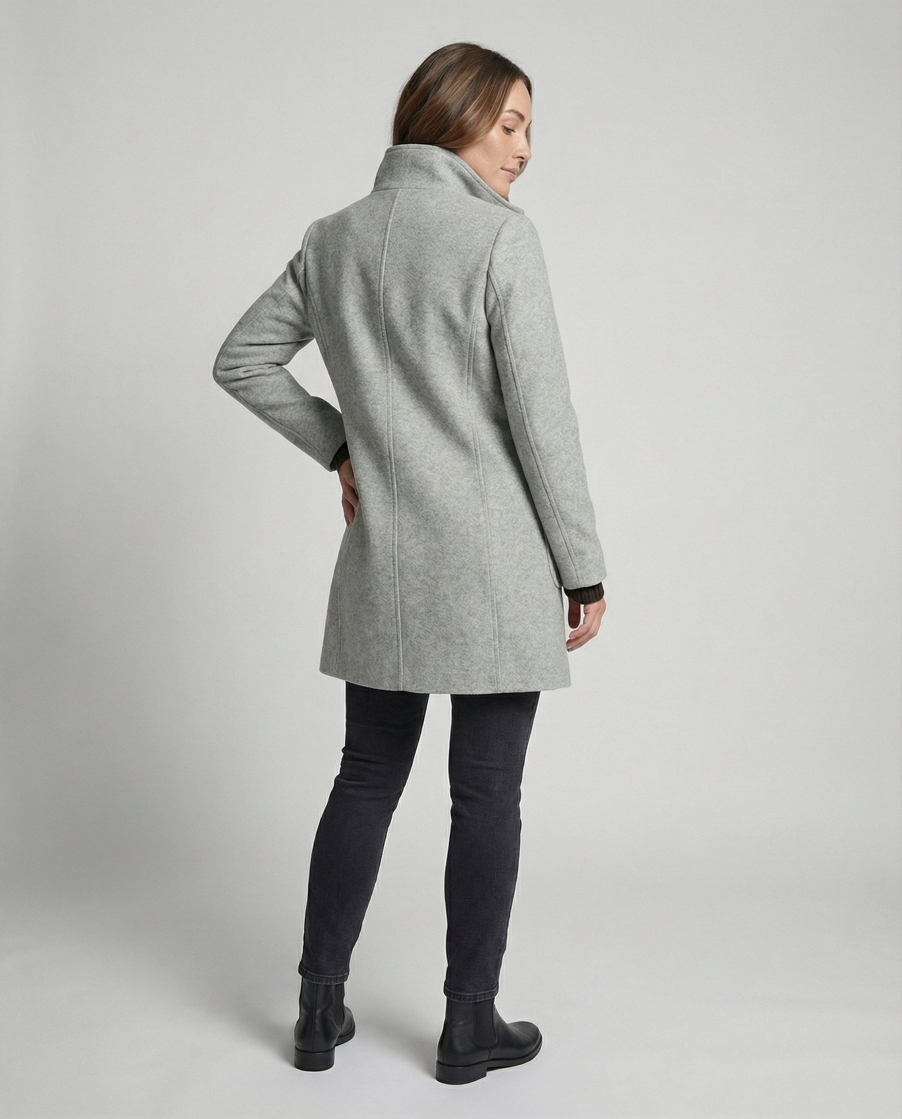 Elegant Short Coat Women-neumann mode20251226-Calm Wears-Gray-S (36)-Calm Wears