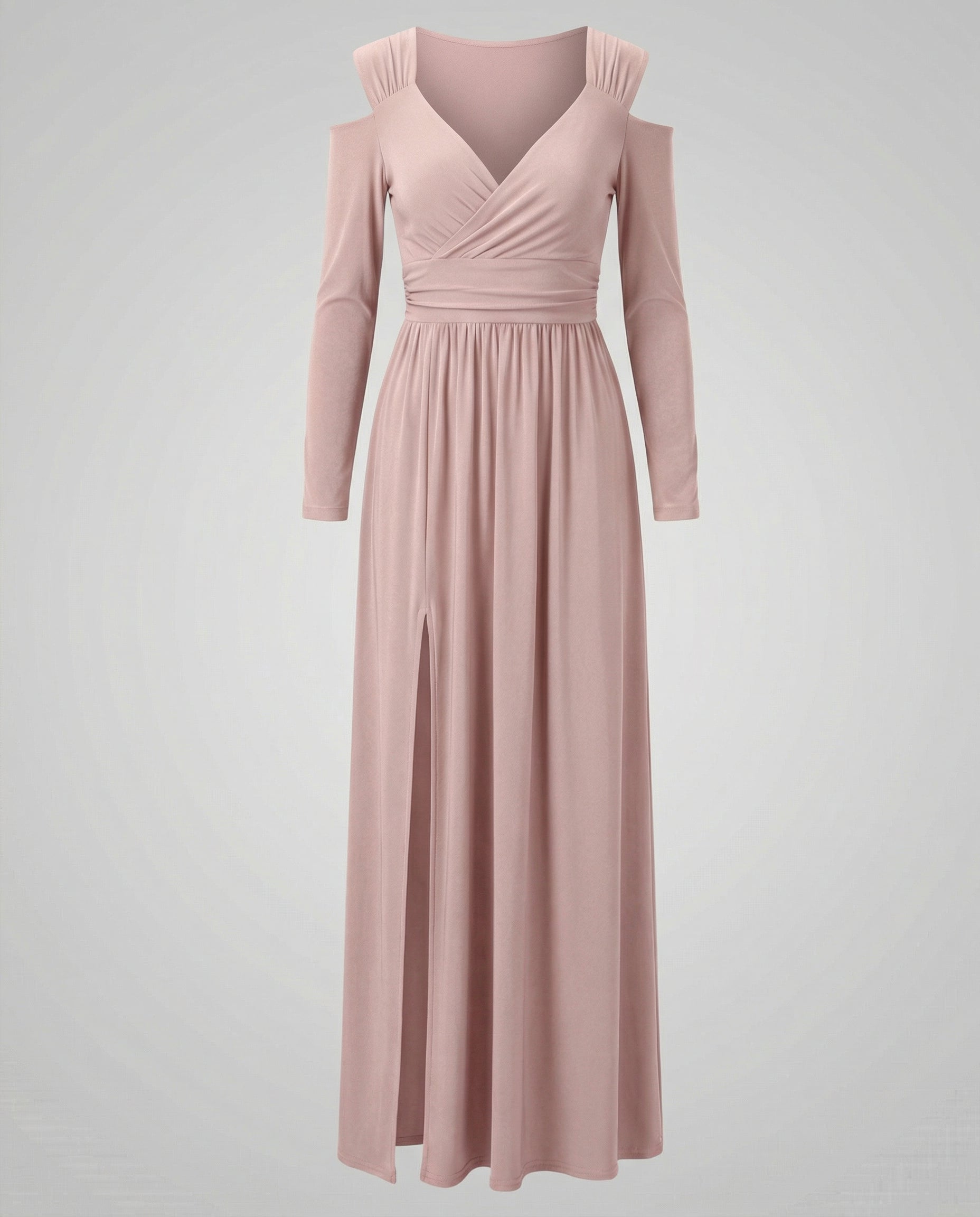 Elegant Split Evening Maxi Dress-deqalli20240919-Calm Wears-Apricot-S-Calm Wears