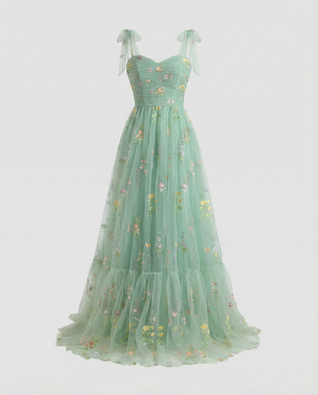 Elegant Tulle Ball Gown Women-mallinna16042024-Calm Wears-Green - long-XS-Calm Wears