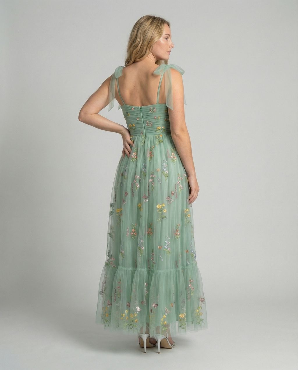 Elegant Tulle Ball Gown Women-mallinna16042024-Calm Wears-Green - long-XS-Calm Wears