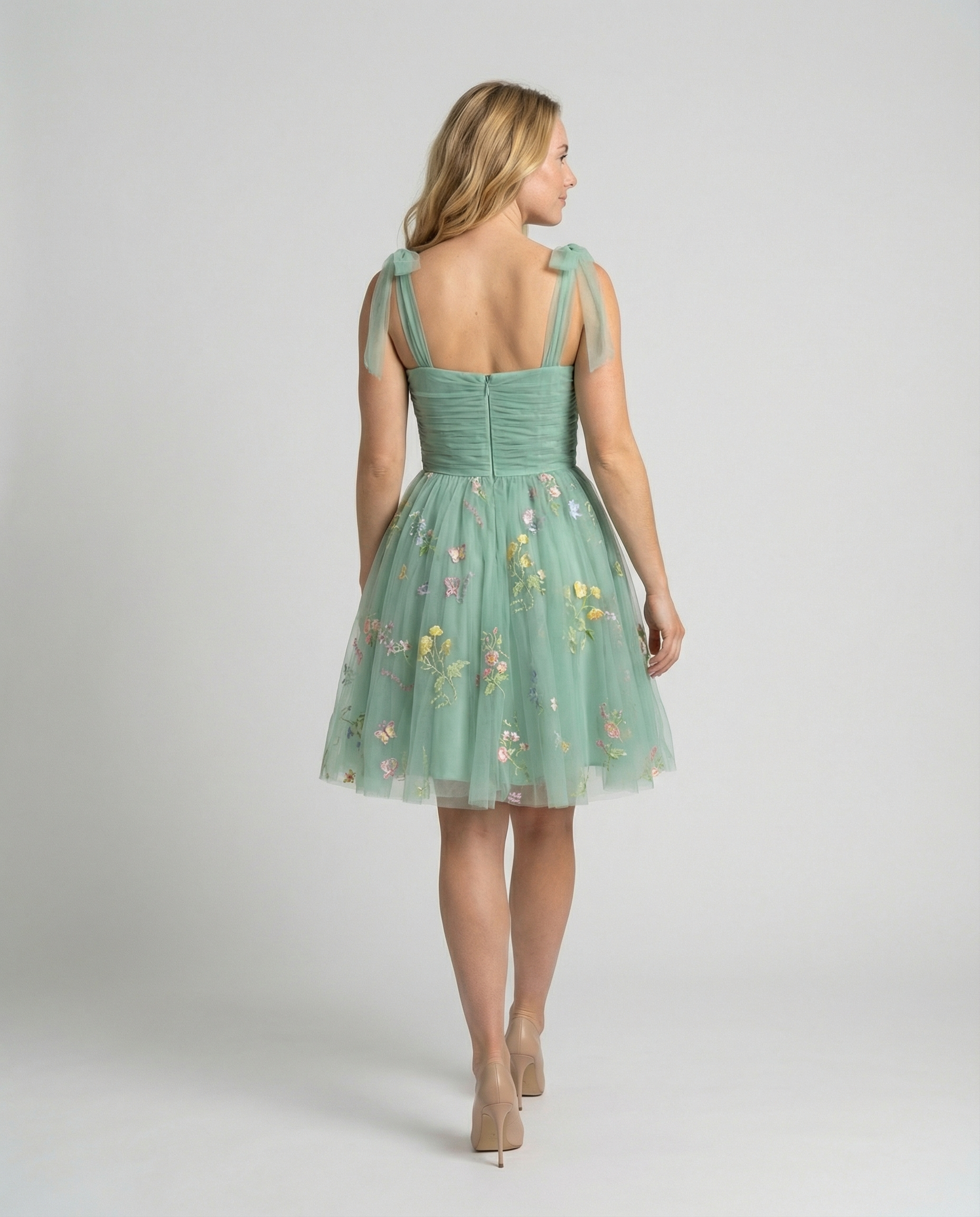 Elegant Tulle Ball Gown Women-mallinna16042024-Calm Wears-Green - long-XS-Calm Wears