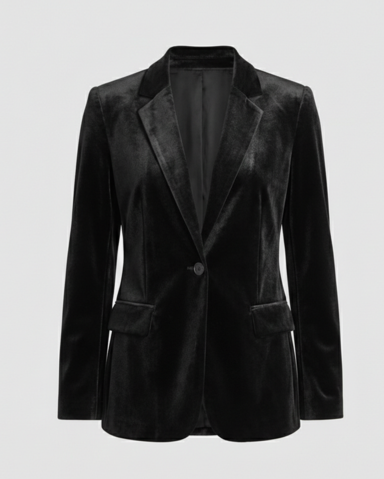 Elegant Velvet Blazer Women's Jacket-inrosy20240425-Calm Wears-Black-S-Calm Wears
