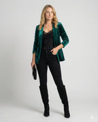 Elegant Velvet Blazer Women's Jacket-inrosy20240425-Calm Wears-Green-S-Calm Wears