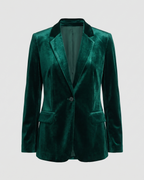 Elegant Velvet Blazer Women's Jacket-inrosy20240425-Calm Wears-Green-S-Calm Wears
