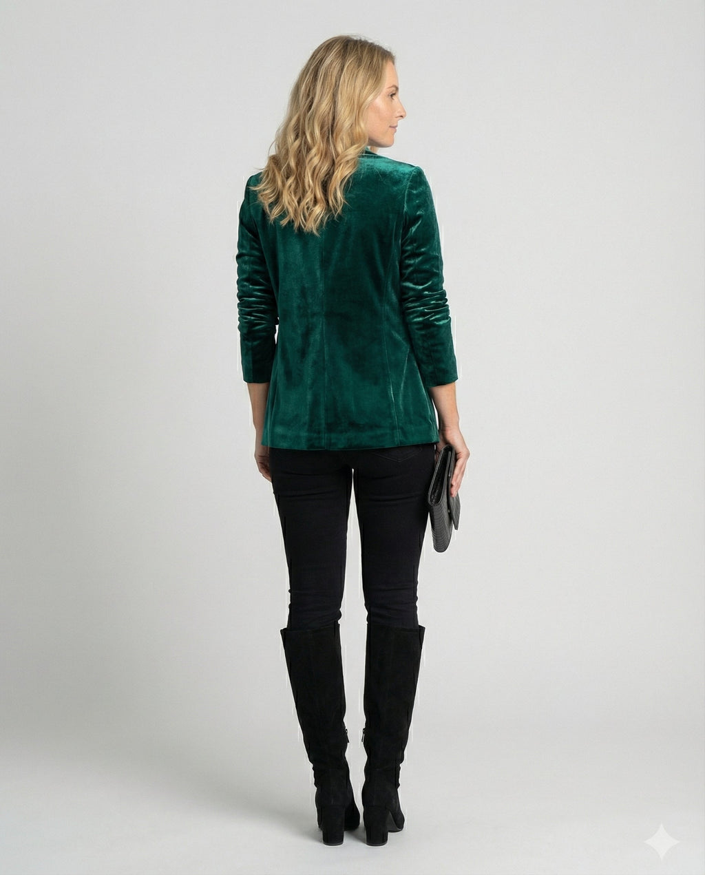 Elegant Velvet Blazer Women's Jacket-inrosy20240425-Calm Wears-Green-S-Calm Wears