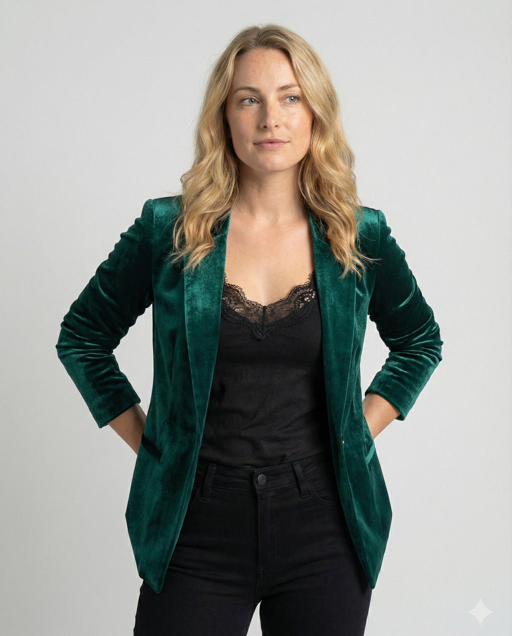 Elegant Velvet Blazer Women's Jacket-inrosy20240425-Calm Wears-Green-S-Calm Wears