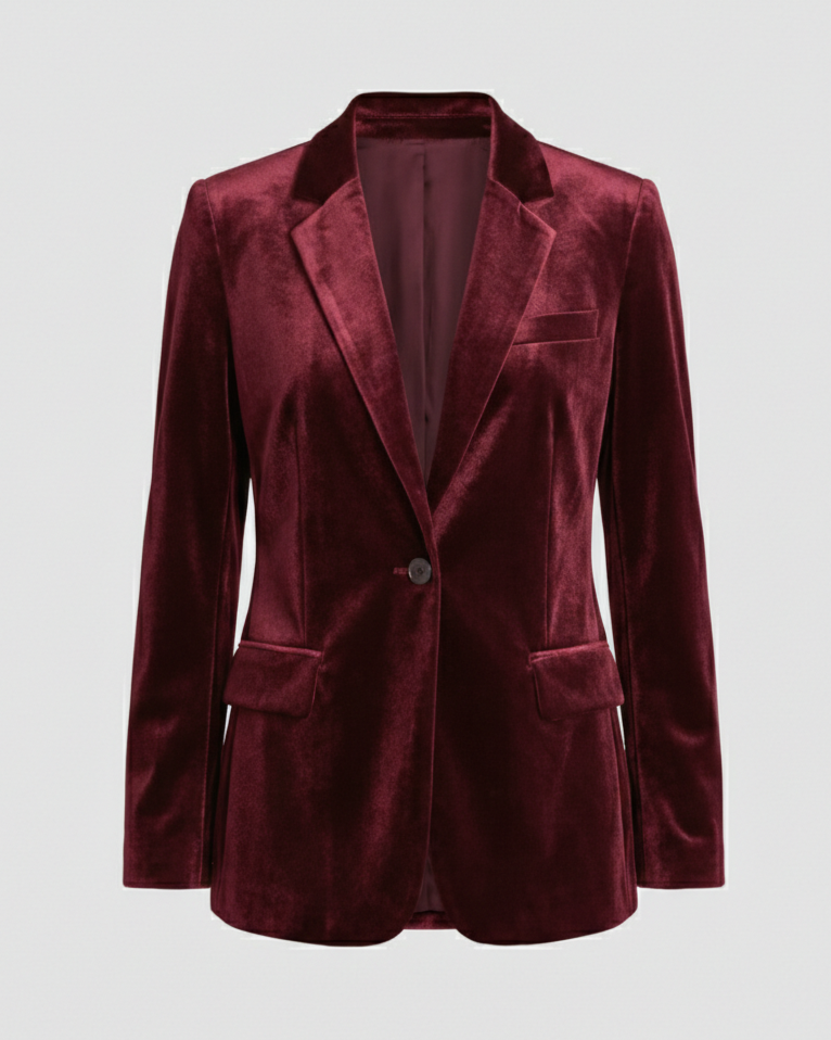 Elegant Velvet Blazer Women's Jacket-inrosy20240425-Calm Wears-Red-S-Calm Wears
