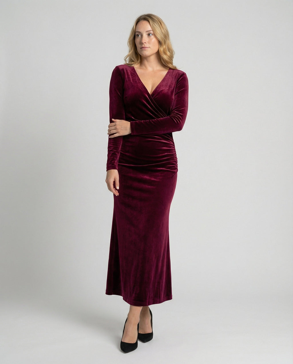 Elegant Velvet Bodycon Dress-bellesofie20240918-Calm Wears-Red-S-Calm Wears
