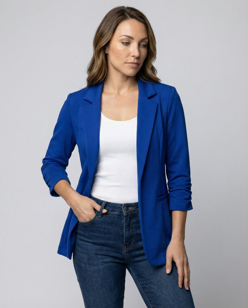 Elegant Women Blazer Tailored-https://detail.1688.com/offer/838721433053.html-Calm Wears-Blue-S-Calm Wears
