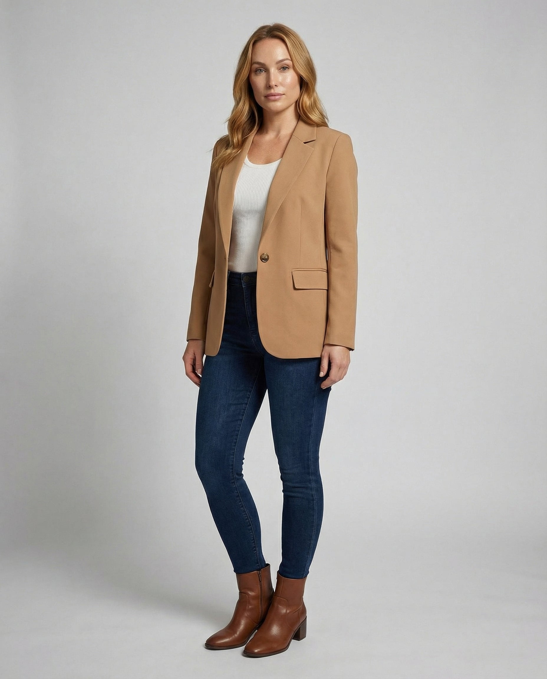 Elegant Women's Blazer-velvets-fashion20251113-Calm Wears-Khaki-S-Calm Wears