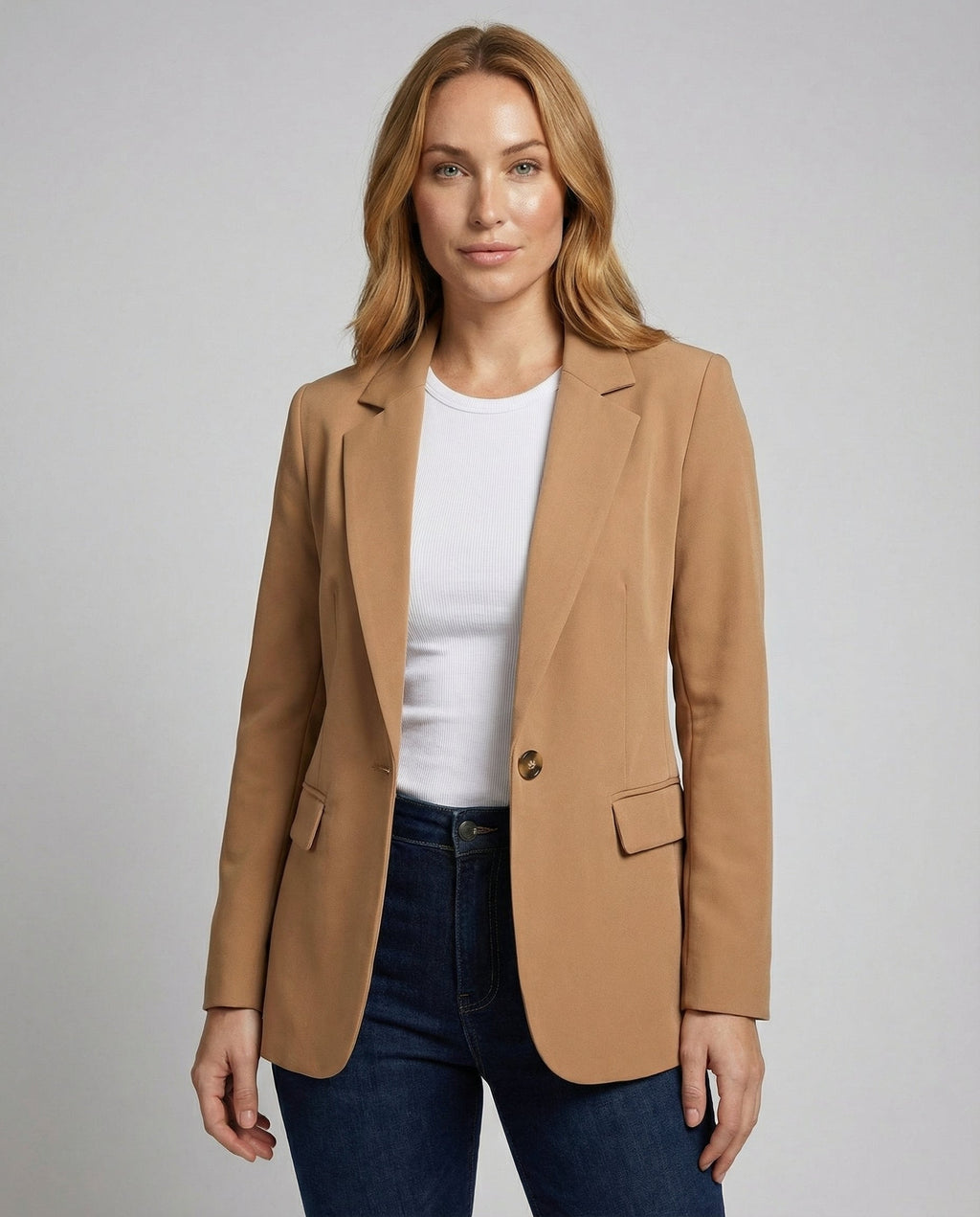 Elegant Women's Blazer-velvets-fashion20251113-Calm Wears-Khaki-S-Calm Wears