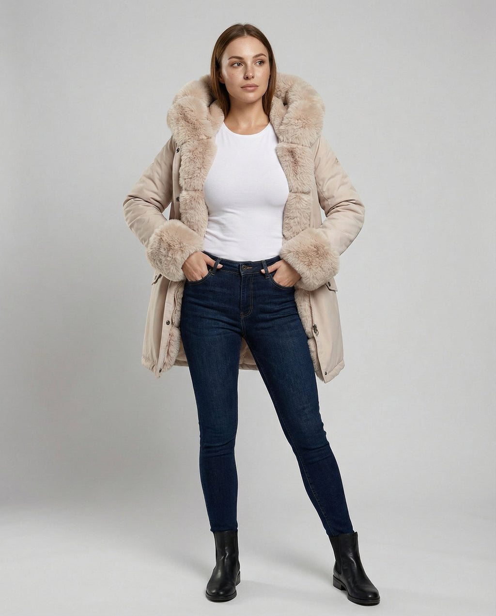 Elegant Women's Faux Fur Jacket-luna20251114-Calm Wears-Apricot-S-Calm Wears